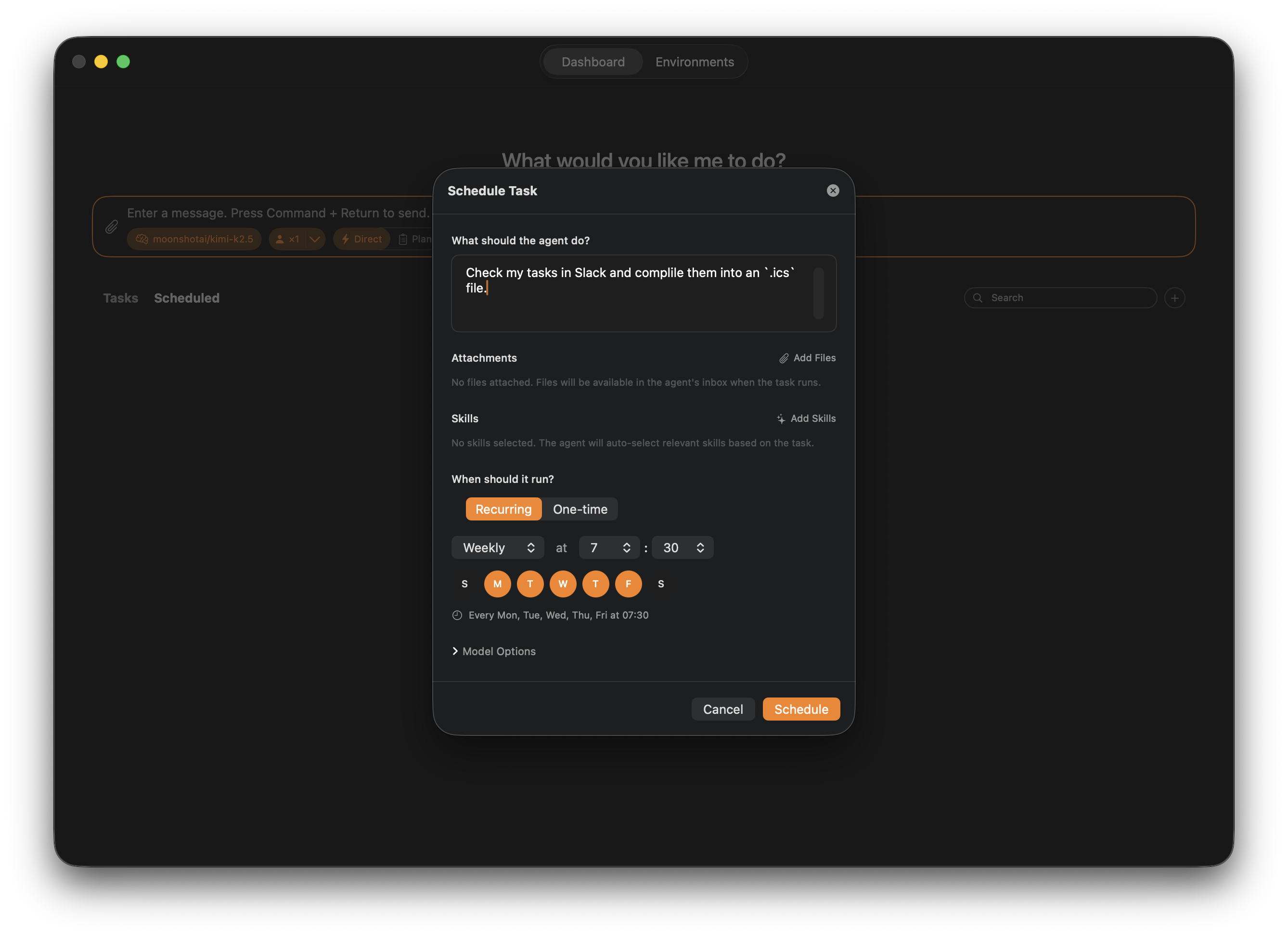 Scheduling recurring work