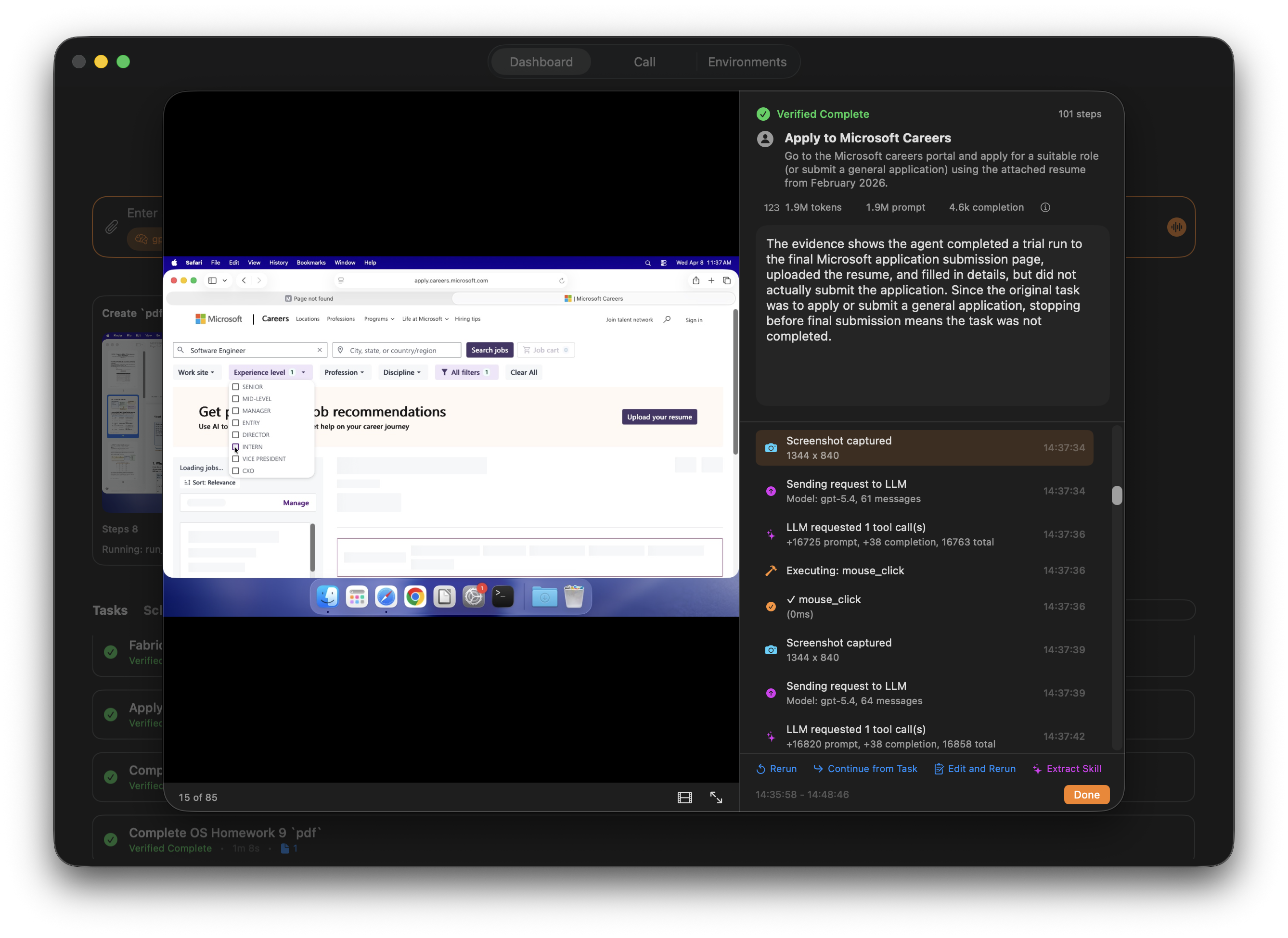 Session trace audit trail