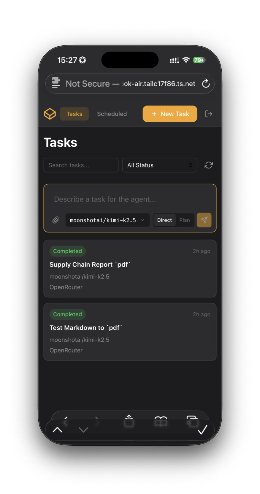 Remote browser access on mobile